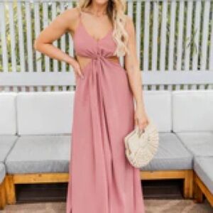 Pink Lily Nobody But Us Mauve Cutout Maxi Dress